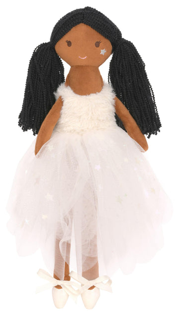 iscream Corps de Ballet Plush Allongé Ballerina with Glitter and Embroidered Accents for All Ages, Black Hair