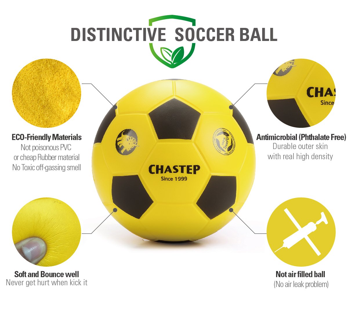 Chastep 8" Foam Soccer Training Ball Perfect for Child 3+ Play and Excercise Soft Kick - Practice and Backyard Play - Best for First-Time Yellow/Black