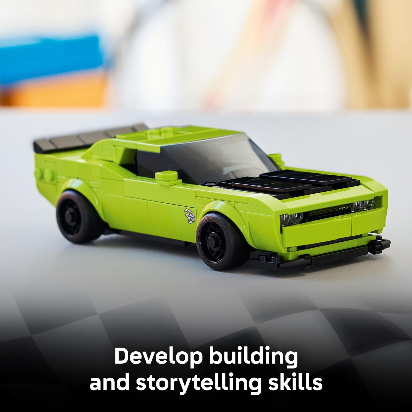 LEGO Speed Champions Dodge Challenger SRT Hellcat Sports Car Toy - Building Set for Learning, Play and Display - Kids Toy for Boys and Girls, Ages 9+