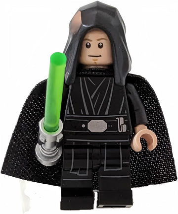 Luke Skywalker Jedi Master (Black Hand), Hood, Cape and Lightsaber - Lego Star Wars Minifigure