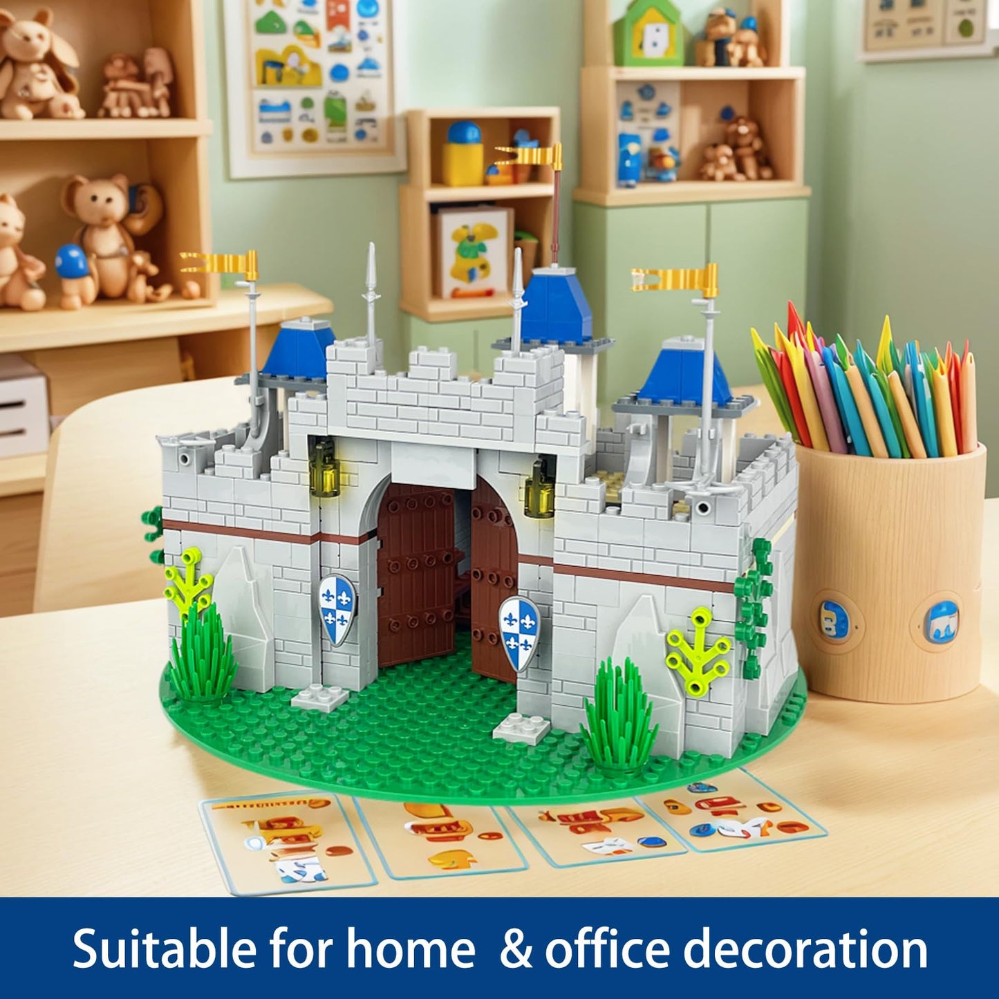 Usoway Medieval Knight Castle Building Blocks Set,Comes with 12 Knights Figures,Compatible with Lego Medieval Town Square Toys,for Adult and Children