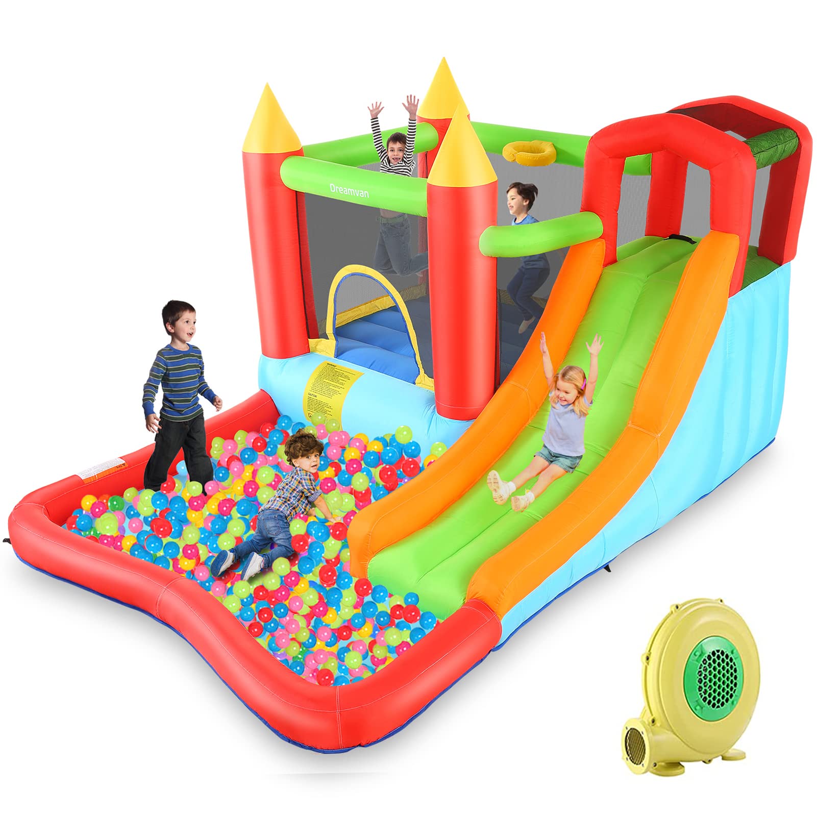 HYPOAI Bounce House,Inflatable Bounce Castle with Blower for Kids 3-12,Outdoor/Indoor Bouncy House Water Park for Backyard with Splash Slide,Climbing