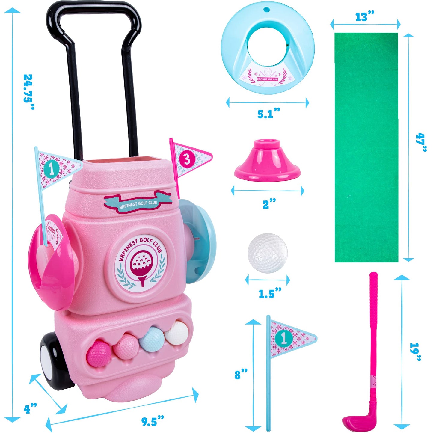 Hapinest Toddler Girl Golf Set, Pink