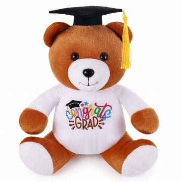 ZJoey Blank Bear with Graduation Cap Toys Autograph Stuffed Teddy Bear Class of 2026 Graduated Plush Stuffed Teddy Animal for Graduation Day Gift(Grad