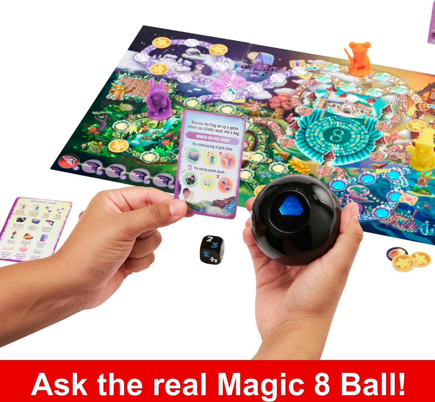 Mattel Games Magic 8 Ball Magical Encounters Board Game for Kids & Families, Cooperative Player Game with Real Magic 8 Ball