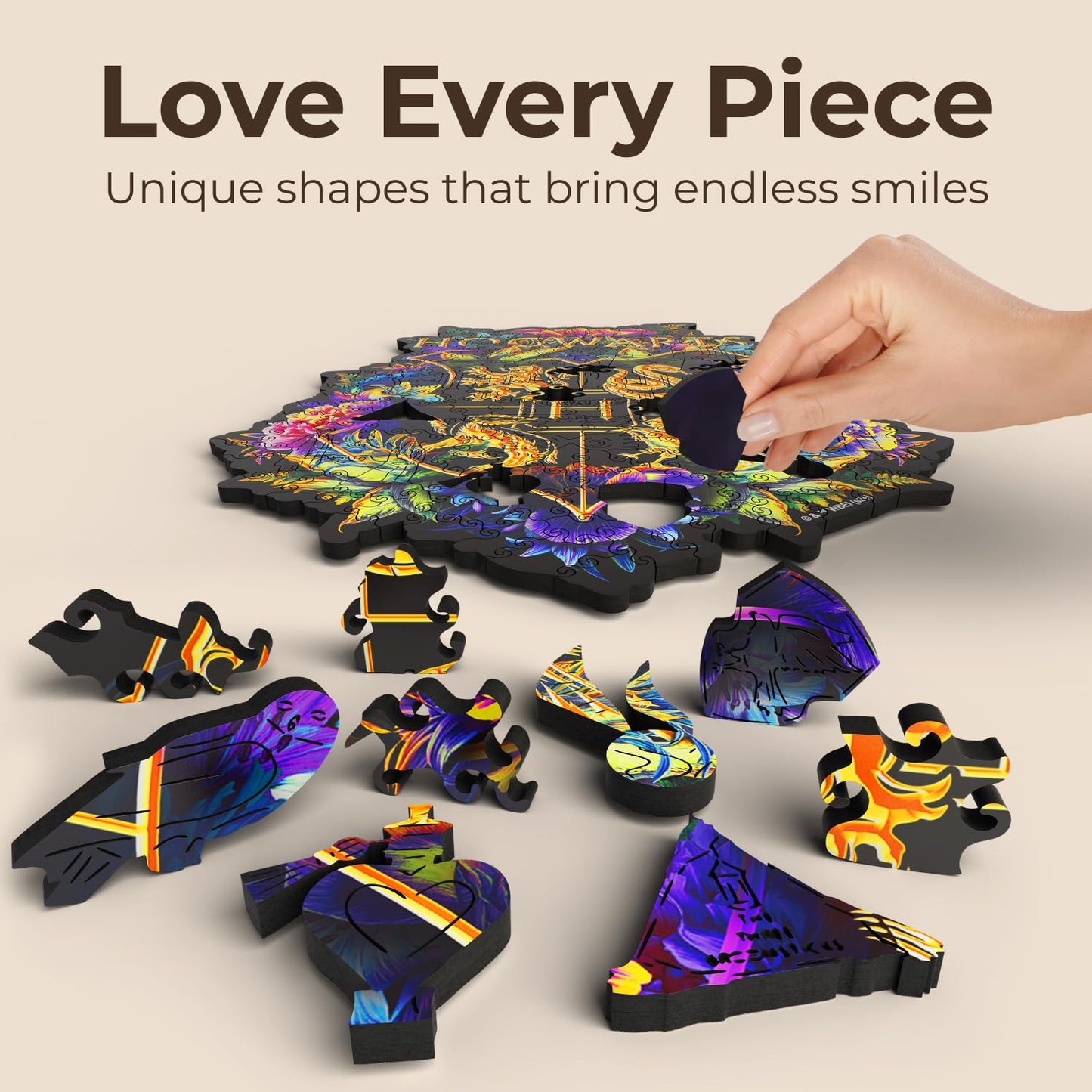 CRAFTHUB Harry Potter Puzzle - Hogwarts Crest - Fine Oddities - A3 Size - Wooden Jigsaw Puzzles for Adults - 201 Unique Shaped Pieces - Officially