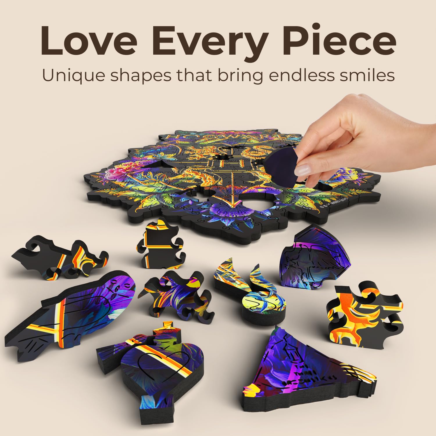 CRAFTHUB Harry Potter Puzzle - Hogwarts Crest - Fine Oddities - A3 Size - Wooden Jigsaw Puzzles for Adults - 201 Unique Shaped Pieces - Officially