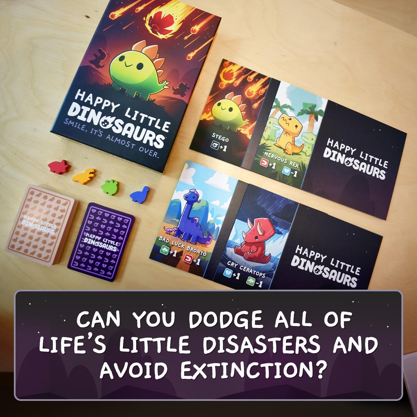 Unstable Games Happy Little Dinosaurs Board Game - Funny Card Game for Adults and Kids - Family Board Games for 2-4 Players, Ages 8 and Up, From