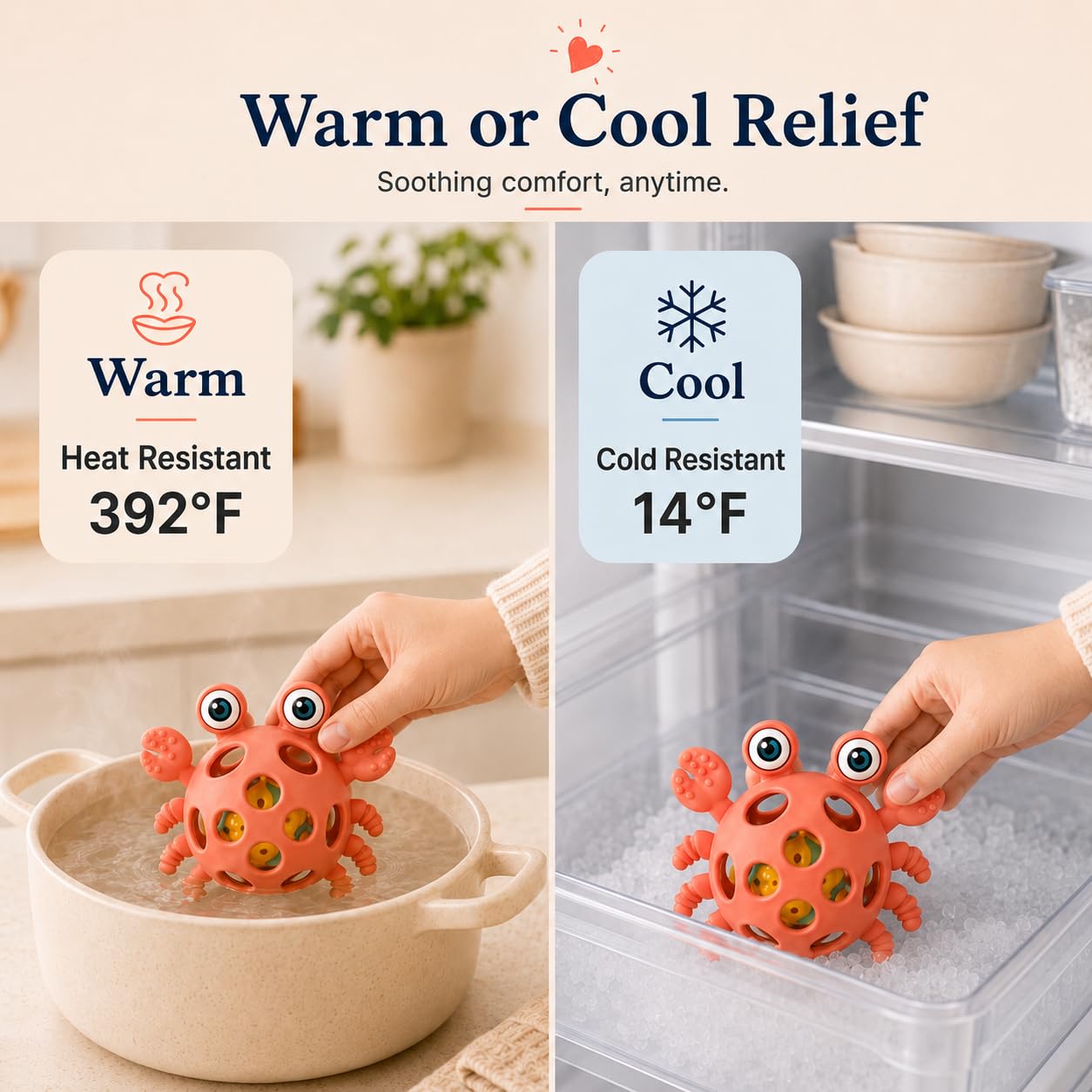 Baby Teething Rattle Toy, 2-in-1 Silicone Teether for Infants 3-12 Months, Easy-Grip Sensory Toy, BPA-Free Food-Grade Silicone
