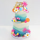 Summer Hawaiian Cake Topper with Beach Ball Sun Umbrella Goggles Beach Cake Decorations for Summer Holiday Theme Birthday Supplies (Surfboard)