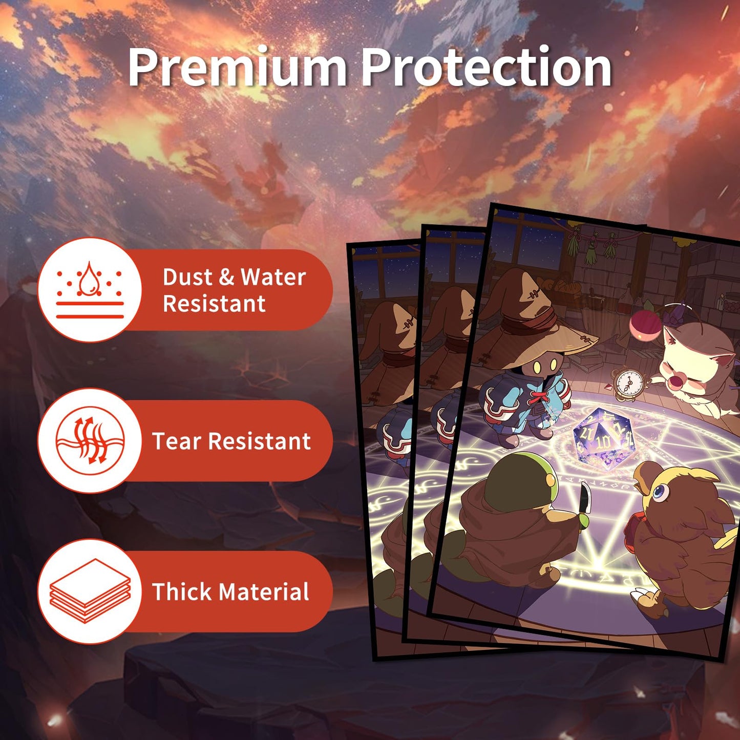 MTG Card Sleeves(Fantasy Family) Art Card Sleeves Deck Protector, Clear Front & Matte Back, Smooth Shuffle