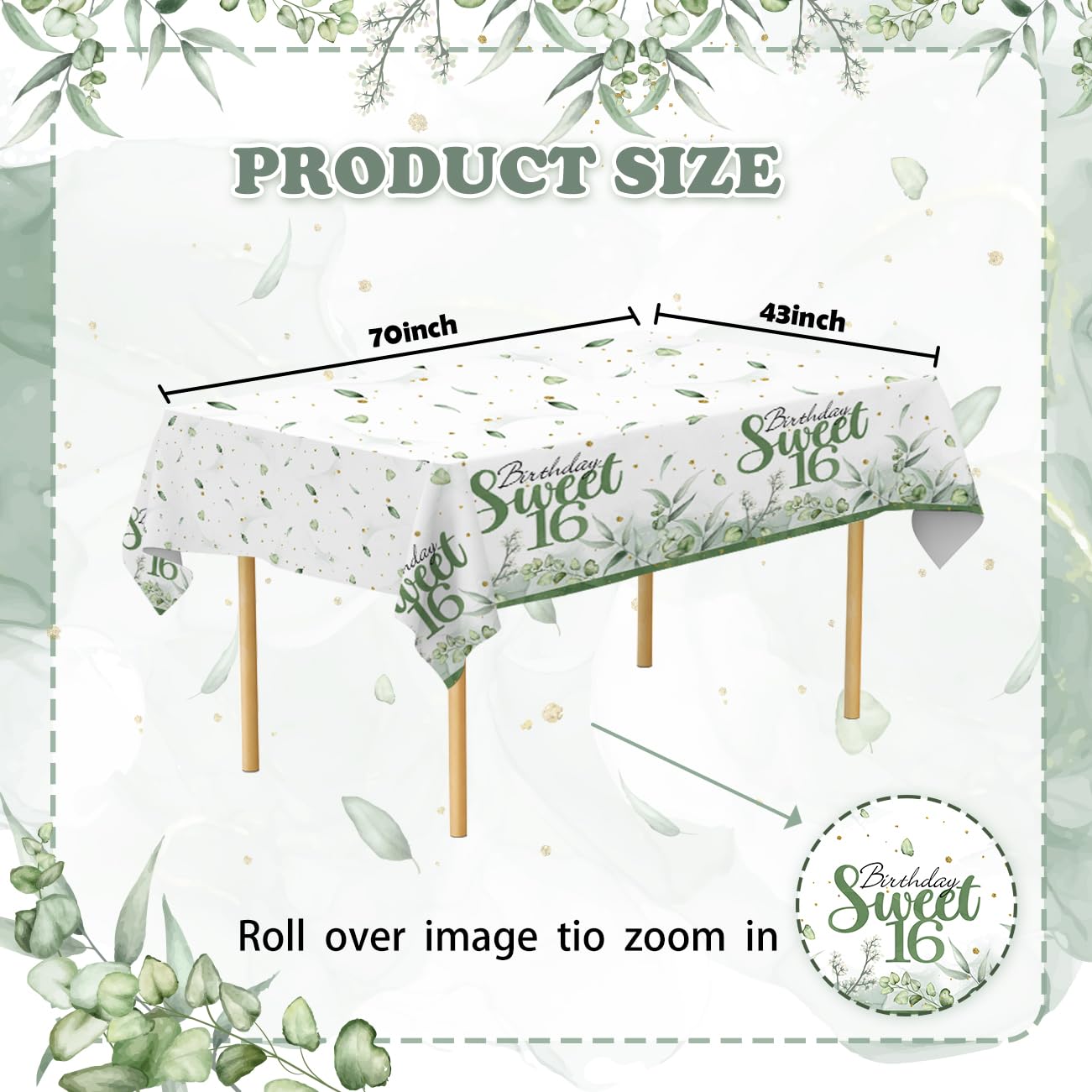 PATIAI Sweet 16 Party Decorations 3Pack Sweet 16th Tablecloths