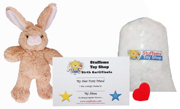 Make Your Own Stuffed Animal Mini 8 Inch Floppy Ear Bunny Kit - No Sewing Required!