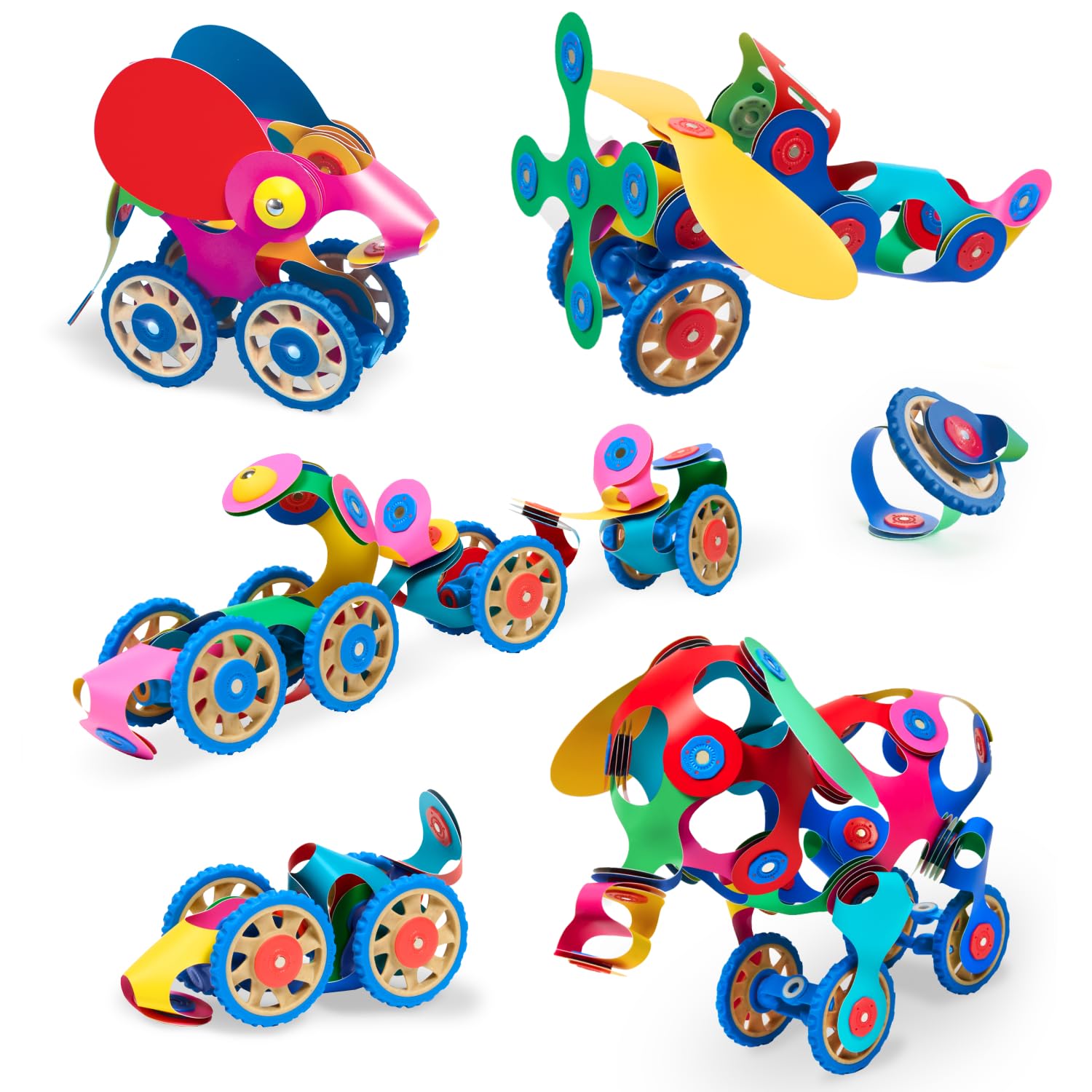 Clixo Wheel Creator Pack, 72 Pieces Pack - Construction Magnet Toy. Flexible, Creative-Boosting Magnetic Building Tiles. Educator-Approved Design