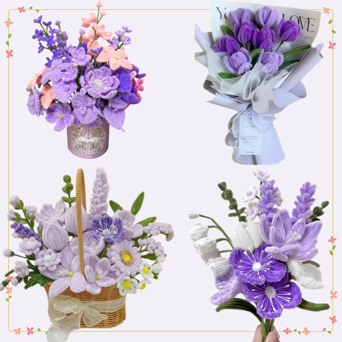 200 Pcs Pipe Cleaners, Deep Purple & Vibrant Purple Chenille Stems for Crafts, Thick Fluffy Pipe Cleaners for DIY Flowers, Animals & Decorations, Art