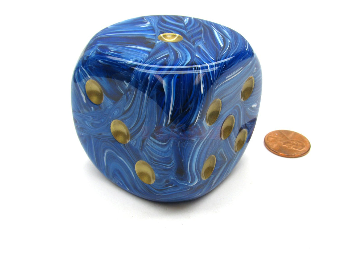 Blue Vortex With Gold Pips 50mm (2in) D6 Die Chessex