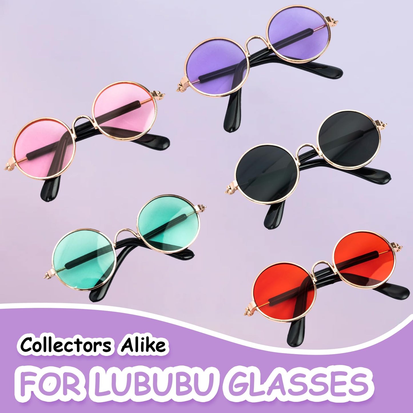 5pcs Doll Glasses, 5 Colors Plastic Dress up Eyeglasses for lububu(No Doll)