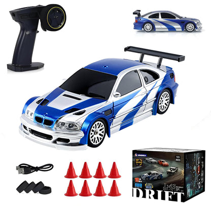 YounggDiy 1/43 Mini Gyro RC Drift Car, 2.4G 4WD Full-Proportion RC Electric 15KM/H Racing Drift Car Model with Gyro, Indoor Mini RC Toys Gift (RTR