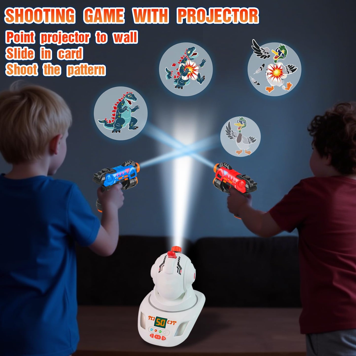 HISTOYE Mini Laser Tag Guns Set of 2 with Projector Laser Gun Shooting Game