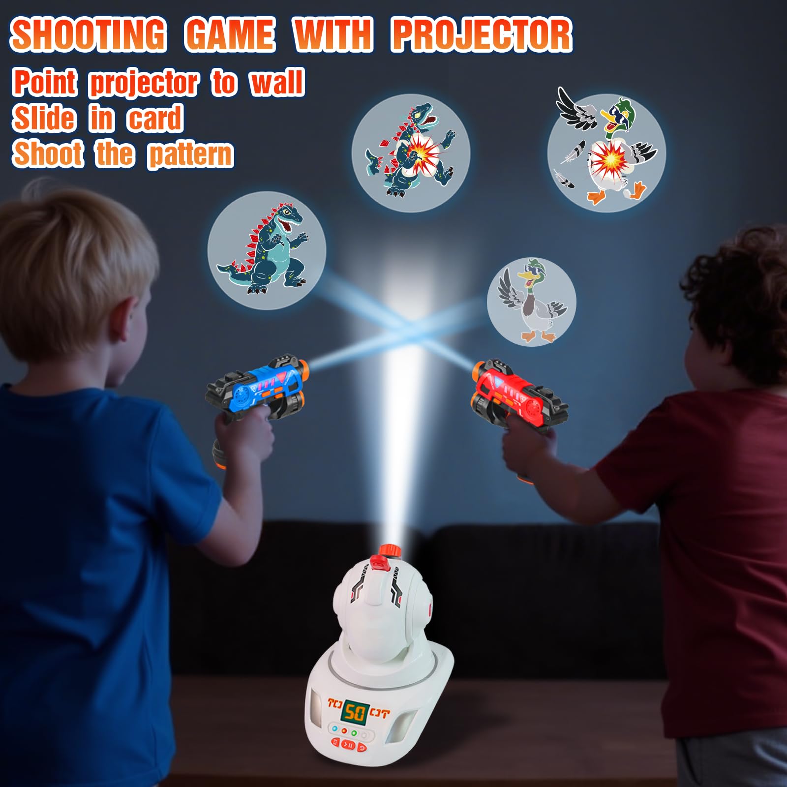 HISTOYE Mini Laser Tag Guns Set of 2 with Projector Laser Gun Shooting Game