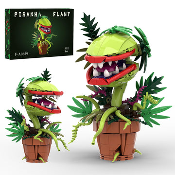 Sinuraii Audrey II Piranha Flower Building Blocks Set, Cannibal Plants Building Set, Openable Mouth Gift Toy, Bonsai Plants Christmas Halloween Horror