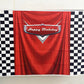 7x5ft Car Black White Grid Red Birthday Themed Backdrops Racing Flag Red Photo Backgrounds for Photography Happy Birthday Party Banner Photo Booth