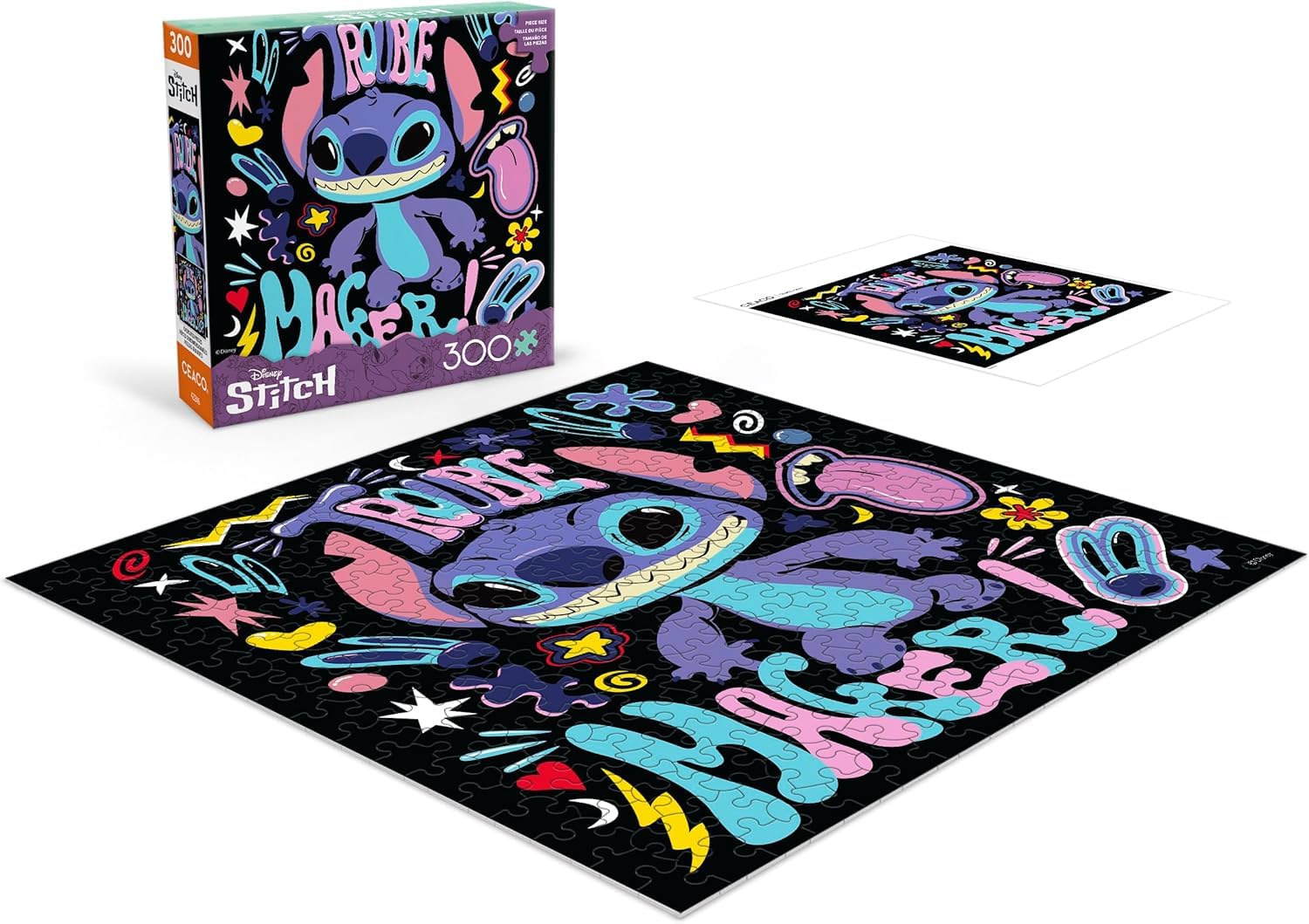 Ceaco - Disney Stitch Trouble Maker - 300 Large Piece Puzzle for Adults