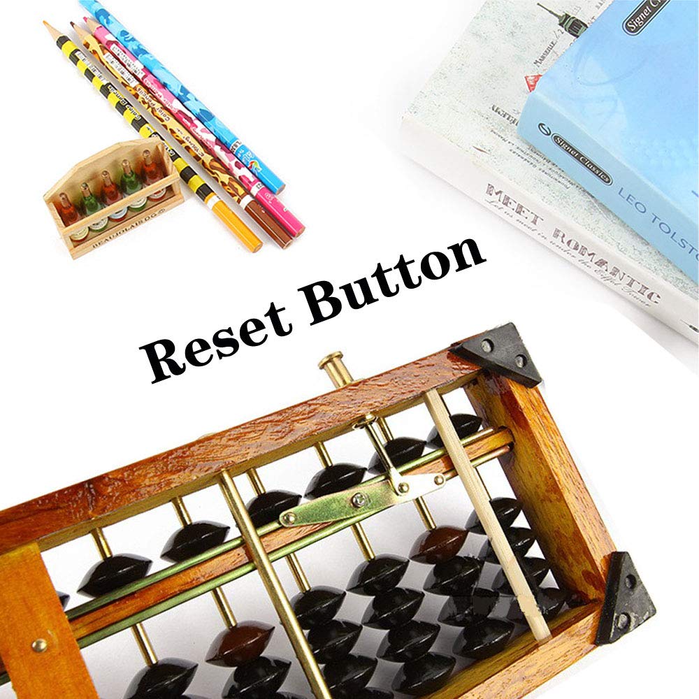 Vintage Style Wooden Abacus Soroban 13 Column(10.7 in) Math Professional Abacus for Adults Kids with Guide Handbook and Reset Button, Anti-Skid Rubber