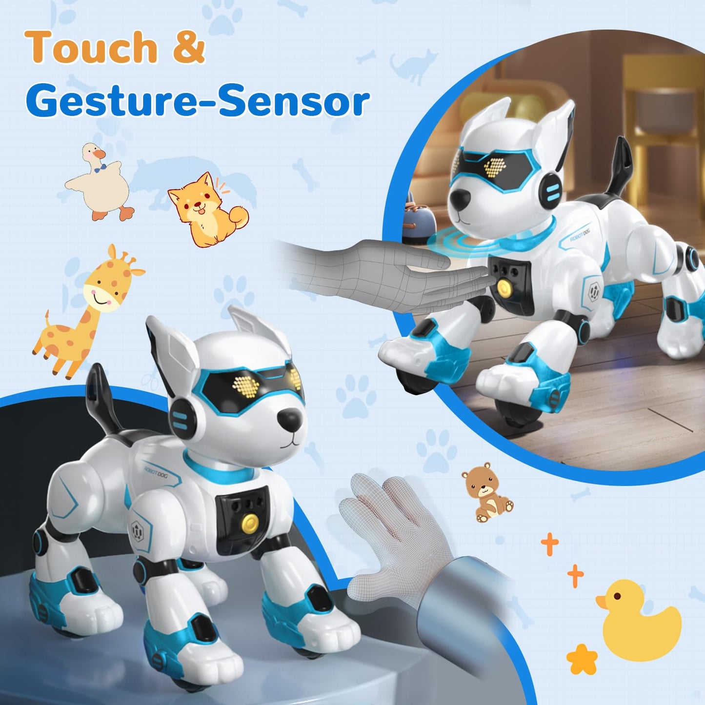 okk Robot Dog for Kids, Remote Control Dog and Touch Voice Interactive, Programmable Robot with lmitation Show, Sing Dance Electronic Pet, Smart