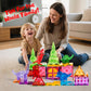Dinoland Magnetic Tiles 32 Piece Set, Dinosaur Toys for Kids 3-5, STEM Building Blocks with Trees and Figures, Educational Construction Set for Boys