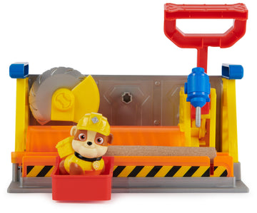 Rubble & Crew, Rubble’s Workshop Playset, Construction Toys with Kinetic Build-It Sand & Rubble Action Figure, Kids Toys for Boys & Girls Ages 3+