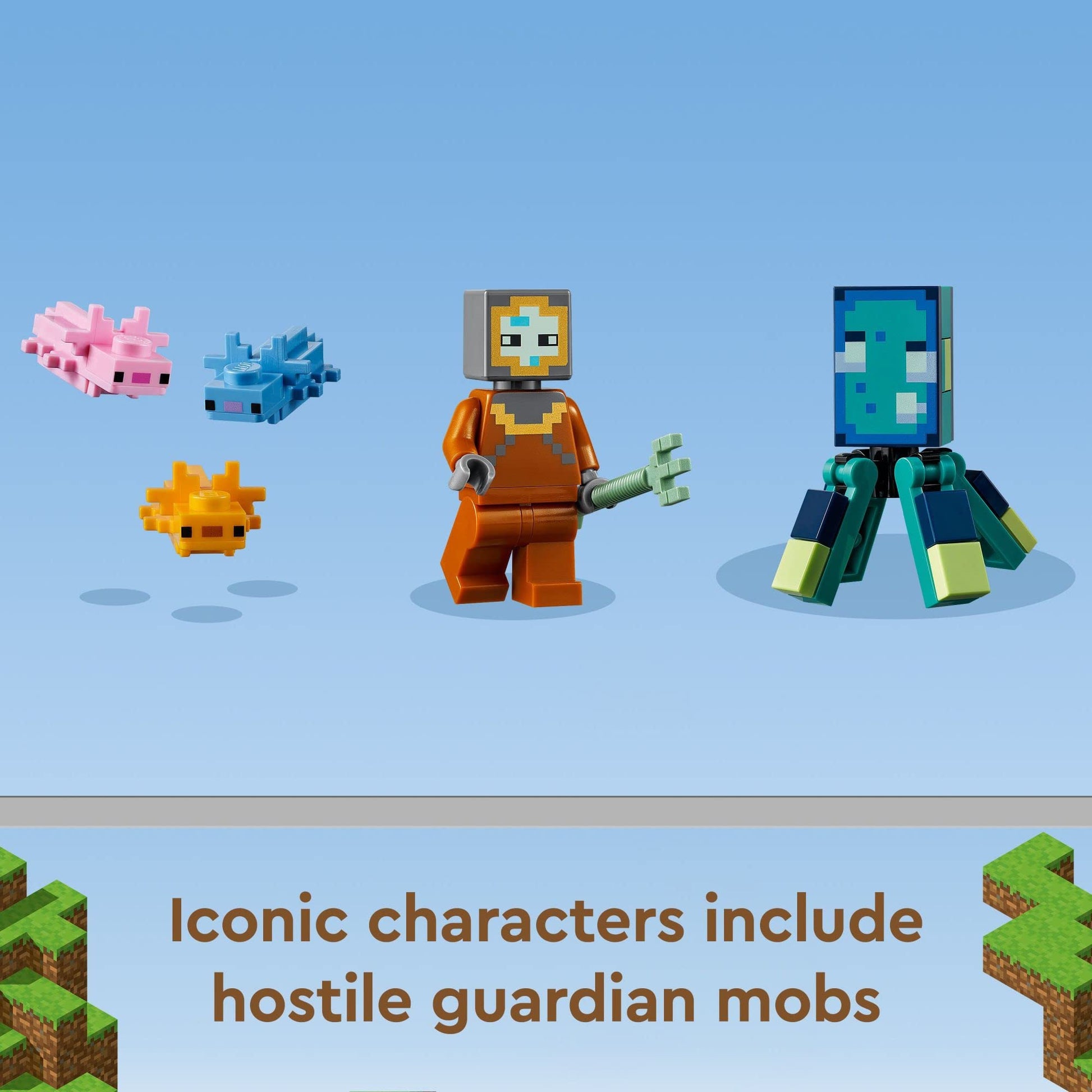 LEGO Minecraft The Guardian Battle Toy Building Set 21180 Underwater Ocean Theme with Minecraft Mobs Figures, Build a Coral Reef, Find Hidden