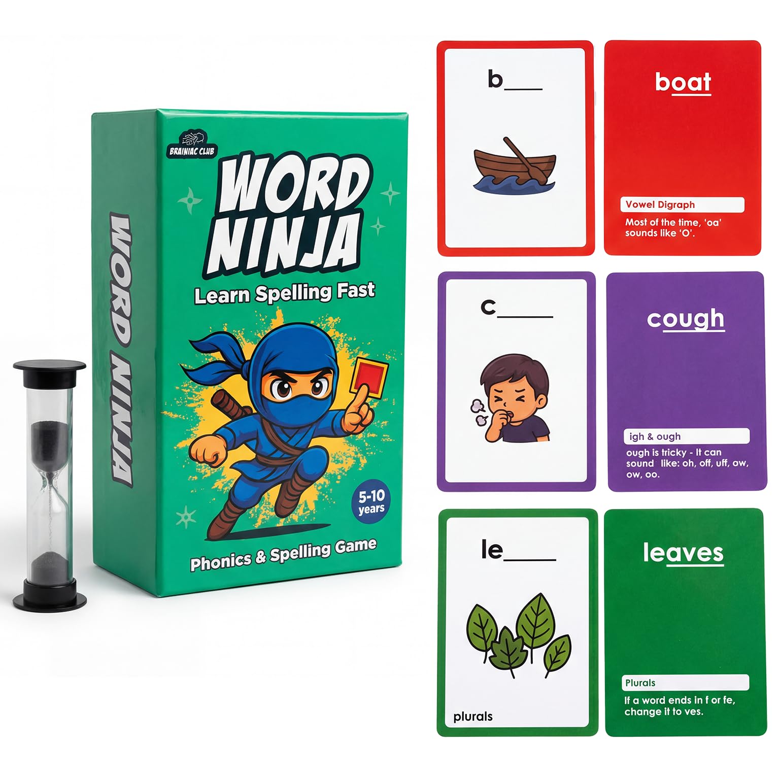 Spelling Game for Kids Ages 5-10, Flashcards Phonics Game, Educational Learning Game for 1st, 2nd, 3rd, 4th Grade Teachers, Classrooms or Homeschool