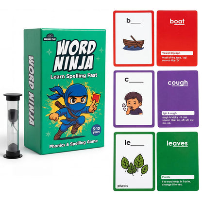 Spelling Game for Kids Ages 5-10, Flashcards Phonics Game, Educational Learning Game for 1st, 2nd, 3rd, 4th Grade Teachers, Classrooms or Homeschool
