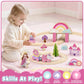 Lehoo Castle Wooden Train Set - Unicorn Train Set for Toddlers 2-4, Wooden Train Track Toddler Girl Toys, Pink Train Fantasy Toys for 3 4 5 6 7 Year