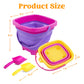 Sloosh 3 Packs Foldable Bucket - Collapsible Bucket with Sand Shovels and Mesh Backpack for Kids Toddlers Beach Toys, Easter Egg Hunt, Camping