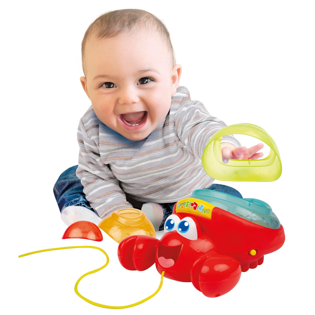 Winfun: Pull Along Crab Stacker - Lights & Sounds, Walking & Stacking Toy, 4 Colorful Cups, Motor Training, Sensory Toy, Baby & Toddler Ages 12mo+