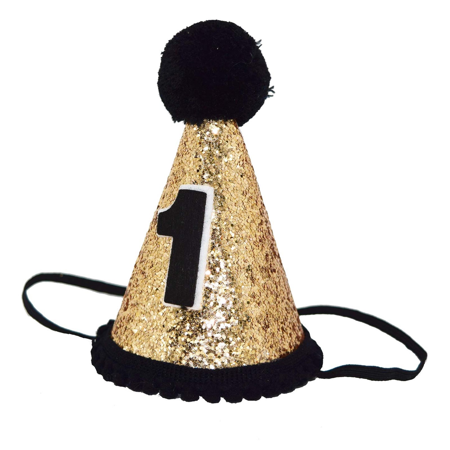 Maticr Baby Boy 1st Birthday Cone Hat Headband Cake Smash First Birthday Party Supplies (Gold Black 1)