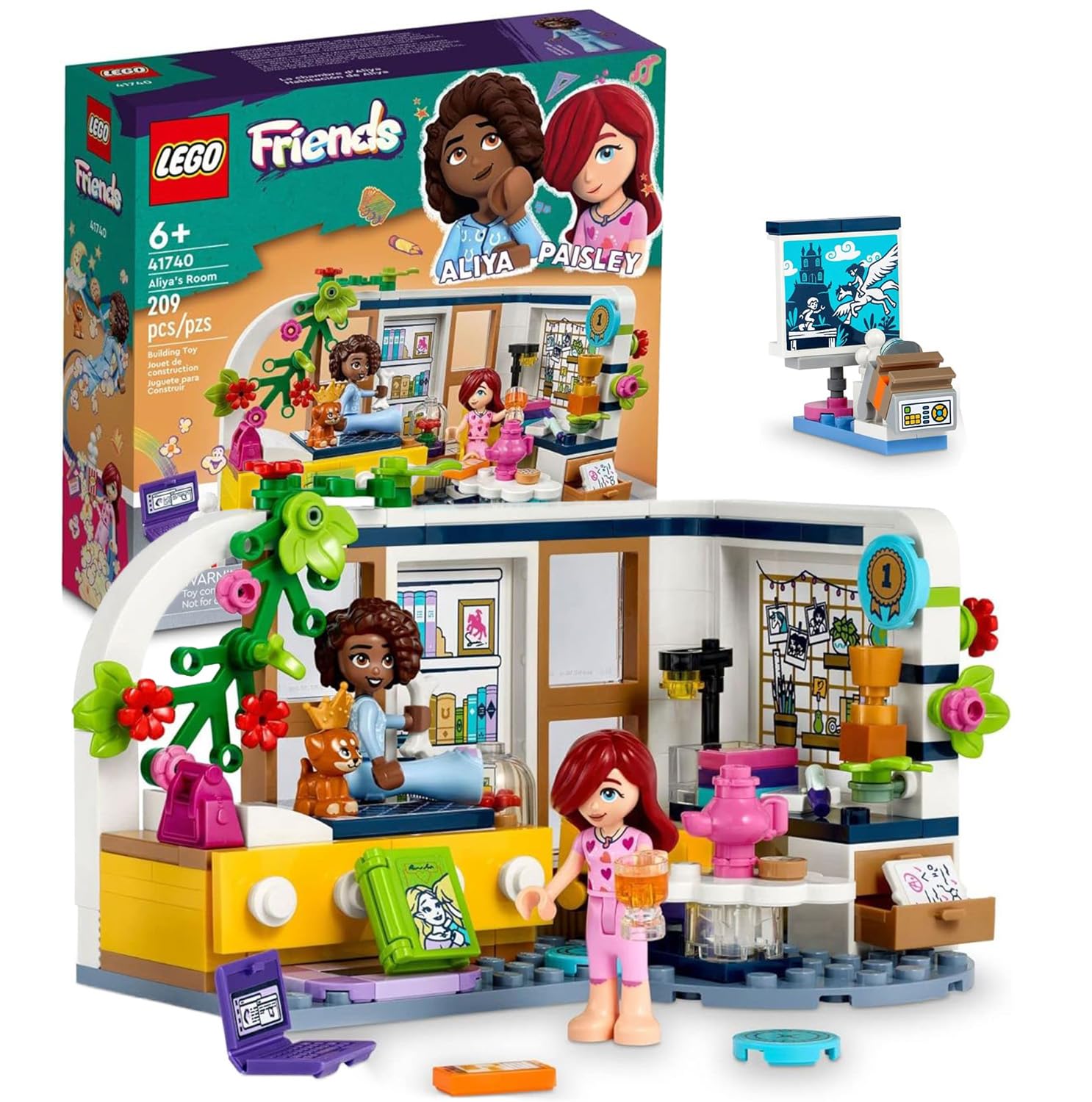 LEGO Friends Aliya's Room Building Set 41740 Collectible Toy Set, Pretend Play Mini Sleepover Party Bedroom Playset, Great Gift for Girls Boys Kids
