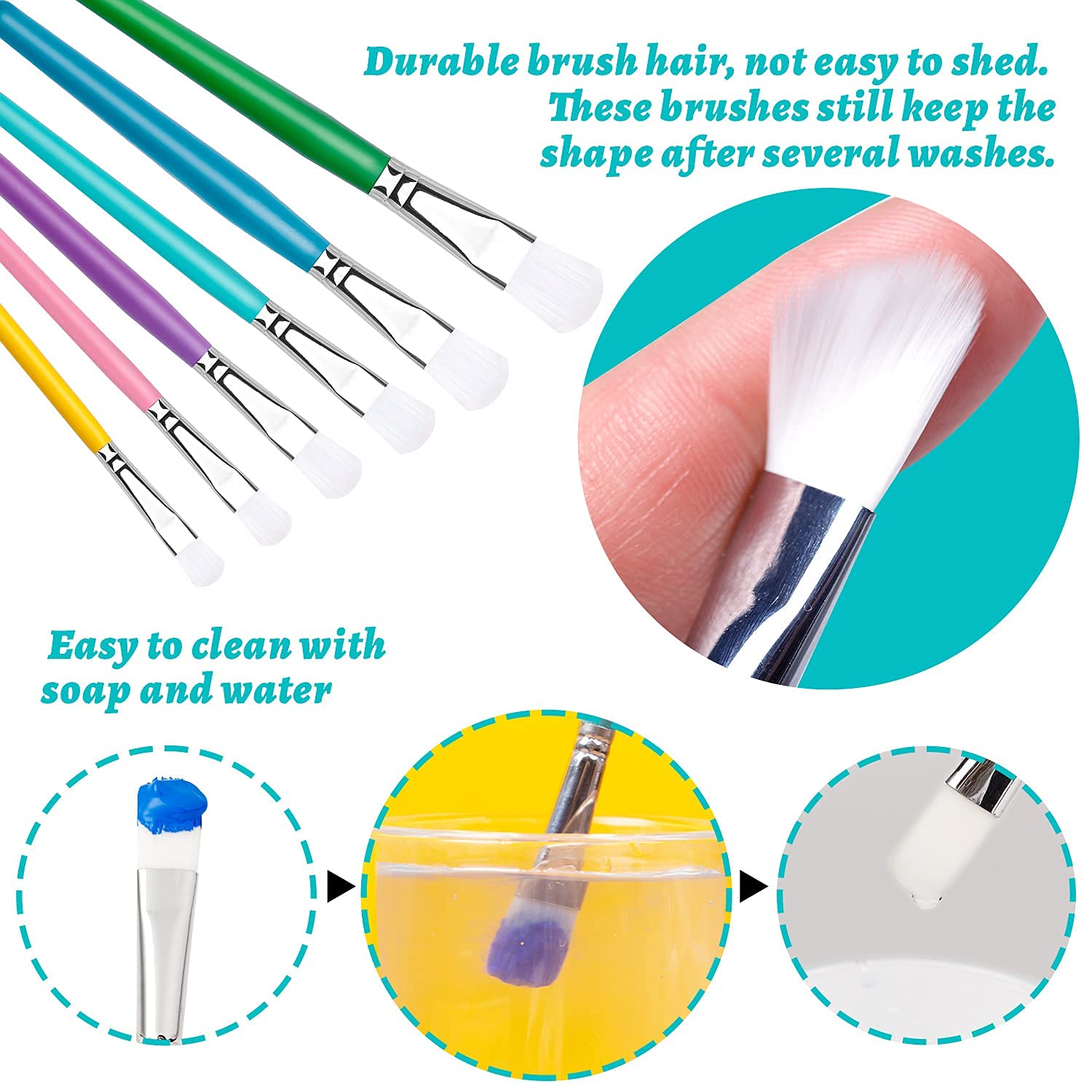 YGAOHF 6PCS Paint Brushes for Kids, Assorted Kids Paint Brushes Set, Washable Paintbrushes for Kids, Easy to Clean & Hold Small Toddler Paint Brush