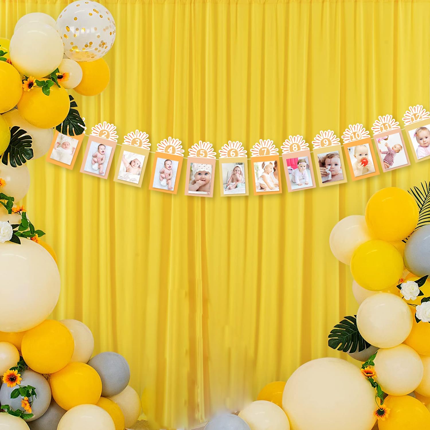 Gankbite Sunshine Girl 12 Month Photo Banner First Trip Decor Around The Sun Boho One 1st Birthday Decoration