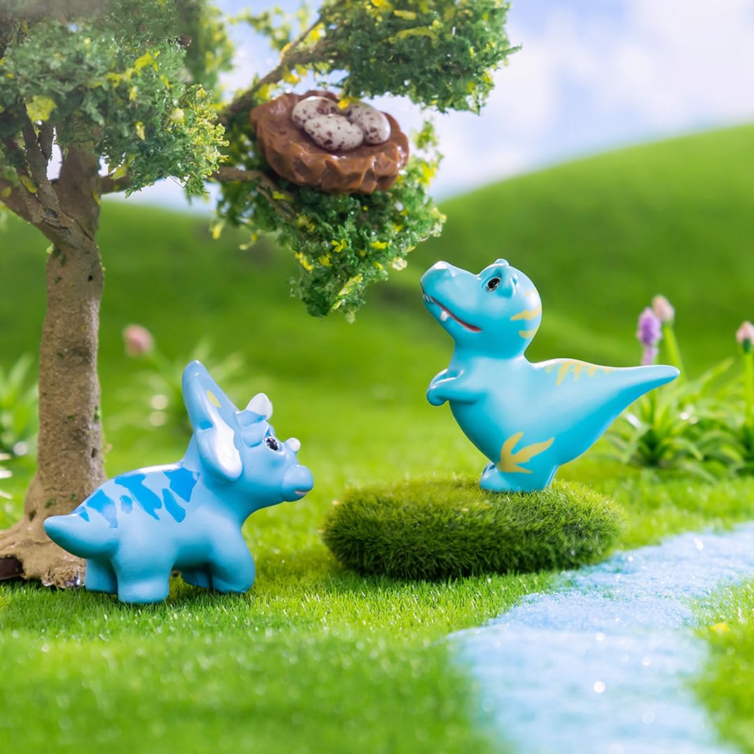 5 Pcs Lovely Dinosaur Figure Animal Toys Set Cake Topper, Micro Landscape Decor Fairy Garden Miniature Dinosaur Figurines Collection Playset