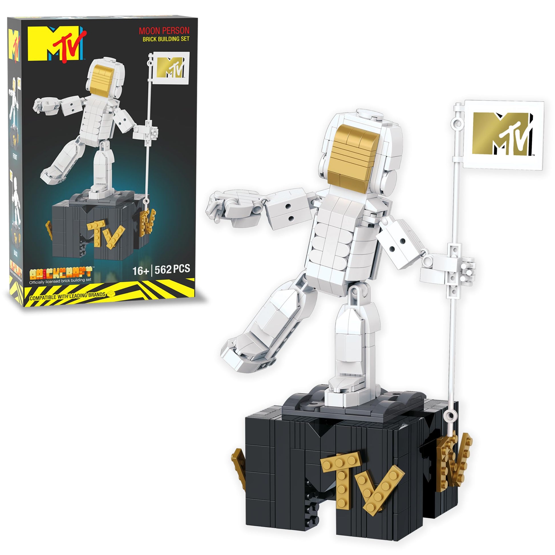 Brickcraft MTV Moon Person Building Set for Adults, Official Licensed Music Award Trophy Collectible, Creative Retro Decor Gift for Men Women Teens
