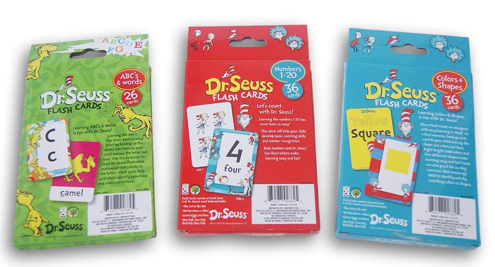 Retail Dr. Seuss Educational Flash Card Bundle - ABCs & Words, Numbers, and Colors & Shapes - 98 Cards Total
