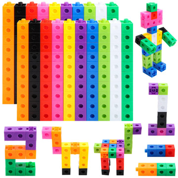 HSDAV 200 Pcs Math Linking Cubes - 10 Colors Connecting Counting Snap Blocks, Math Manipulatives for Early Math & Construction, Educational Toy