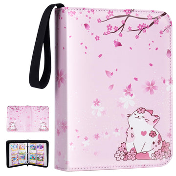 CLOKORIA Card Binder for Girls Gifts,440 Cards Collectible Trading Card Holder Case with 55 Sleeves, 4 Pocket for TCG Game Cards Collection Sports