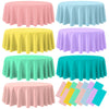 TUZIANAN 14-Pack Plastic Tablecloths, 84 Inch Round Disposable Table Covers, Pastel Rainbow Mix Color, for Baby Shower,Bridal,Wedding, Easter,Birthday