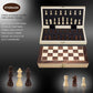 AMEROUS 12" x 12" Magnetic Wooden Chess Set for Kids and 6 up Age, 2 Bonus Extra Queens, Folding Board with Storage Slots, Handmade Chess Pieces