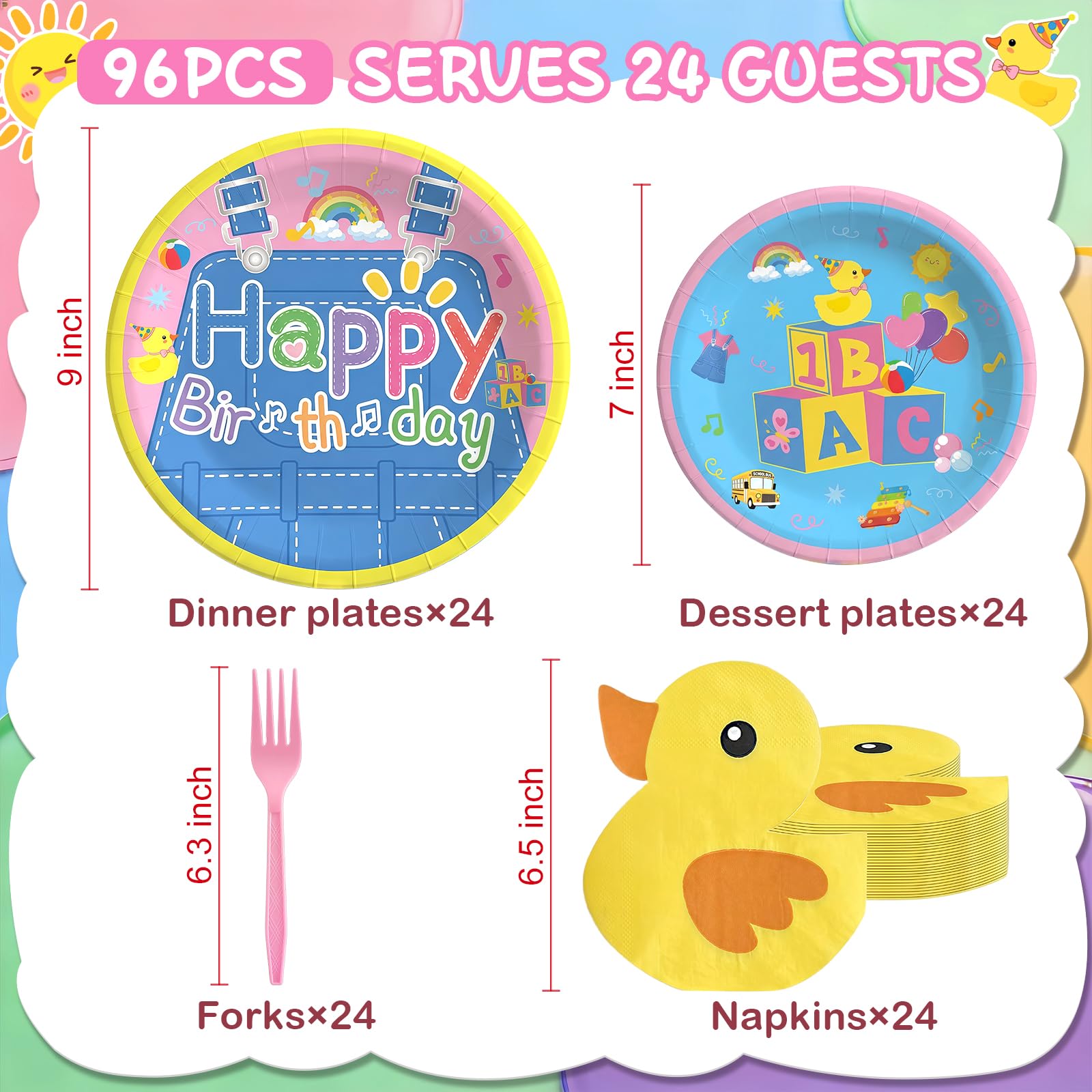 Fufuddz 96 pcs Rachell Cartoon Teacher Party Decorations, English Teacher Paper Party Plates and Napkins for 24 guests, Dinnerware Set for Fans Girls