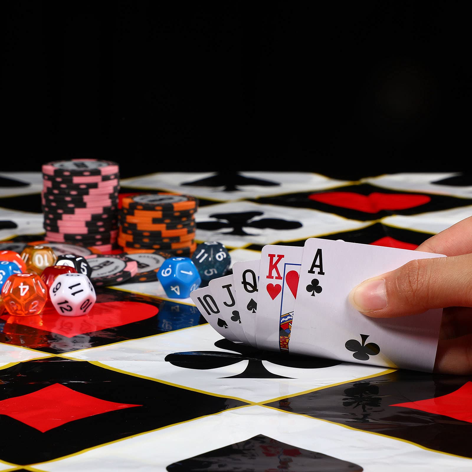 Irenare 3 Pcs Casino Poker Party Tablecloths Decor Poker Plastic Disposable Card Table Cover for Picnic Birthday Las Vegas Casino Theme Wedding Party